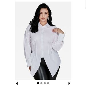 Button Up Plus Ashley Stewart White Shirt